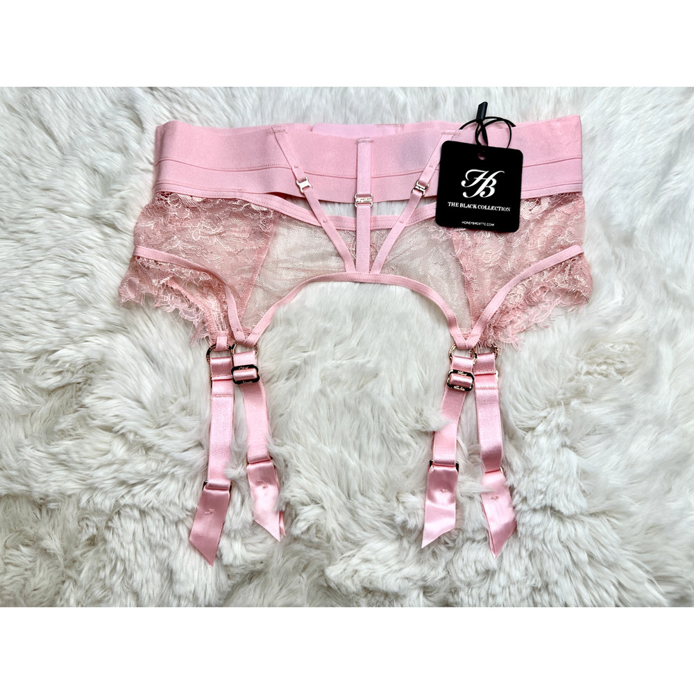 Honey Birdette BELINDA🩷 Light Pink Blush Lace Garter Suspender Belt XS